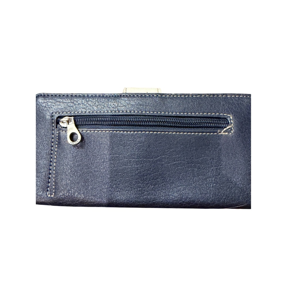 Relic Womens Navy Blue Bird Floral Applique Bifold Wallet Snap Closure - Picture 3 of 5